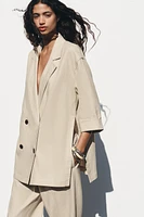 BLAZER À BOUTONNAGE CROISÉ AVEC LIN