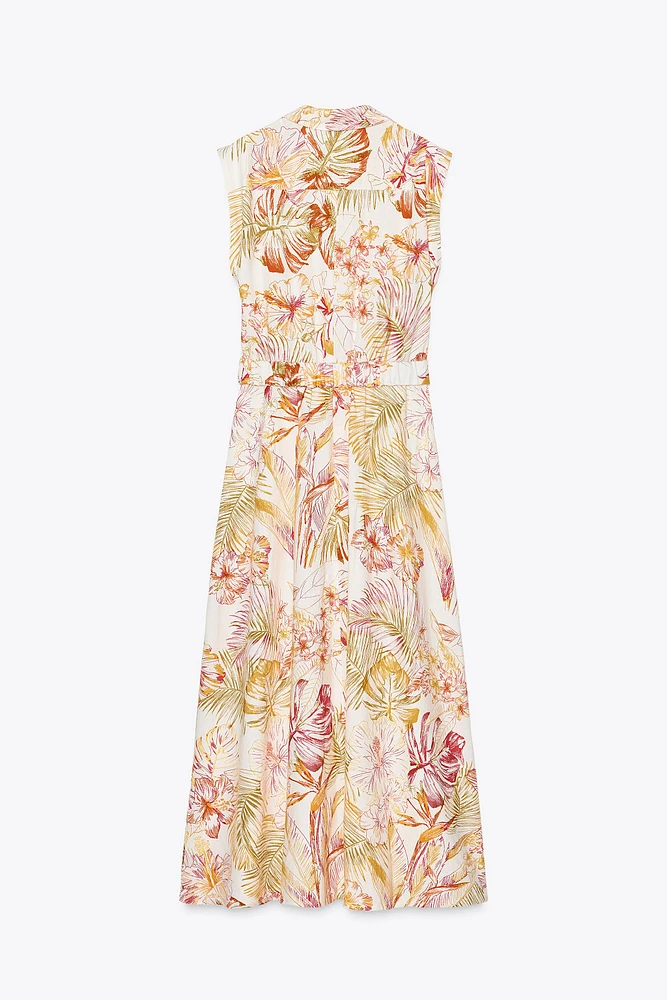 ROBE MI-LONGUE IMPRIMÉE AVEC DU LIN