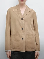 Blazer fluide en cuir effet daim