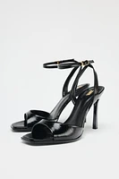 HEELED ANKLE STRAP SANDALS