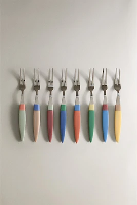 LOT FOURCHETTES APÉRITIF MANCHE RÉSINE (LOT DE 8)