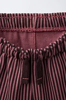 STRIPED LABEL PLUSH SHORTS