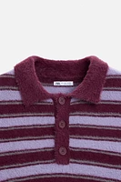 FAUX FUR KNIT POLO