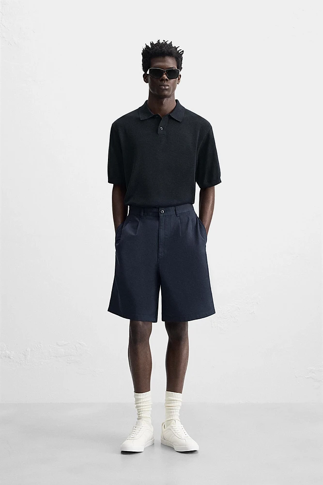 KNIT SILK LINEN POLO SHIRT