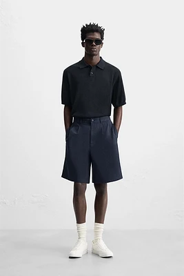 KNIT SILK LINEN POLO SHIRT