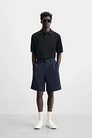 KNIT SILK LINEN POLO SHIRT