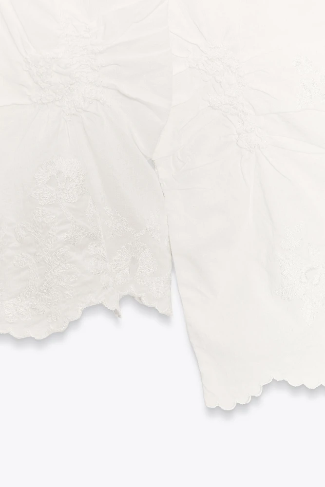 ZW COLLECTION RUCHED EMBROIDERED BLOUSE