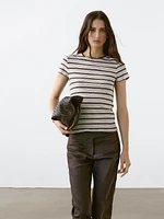100% cotton striped retro T-shirt