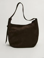 Split suede leather handbag