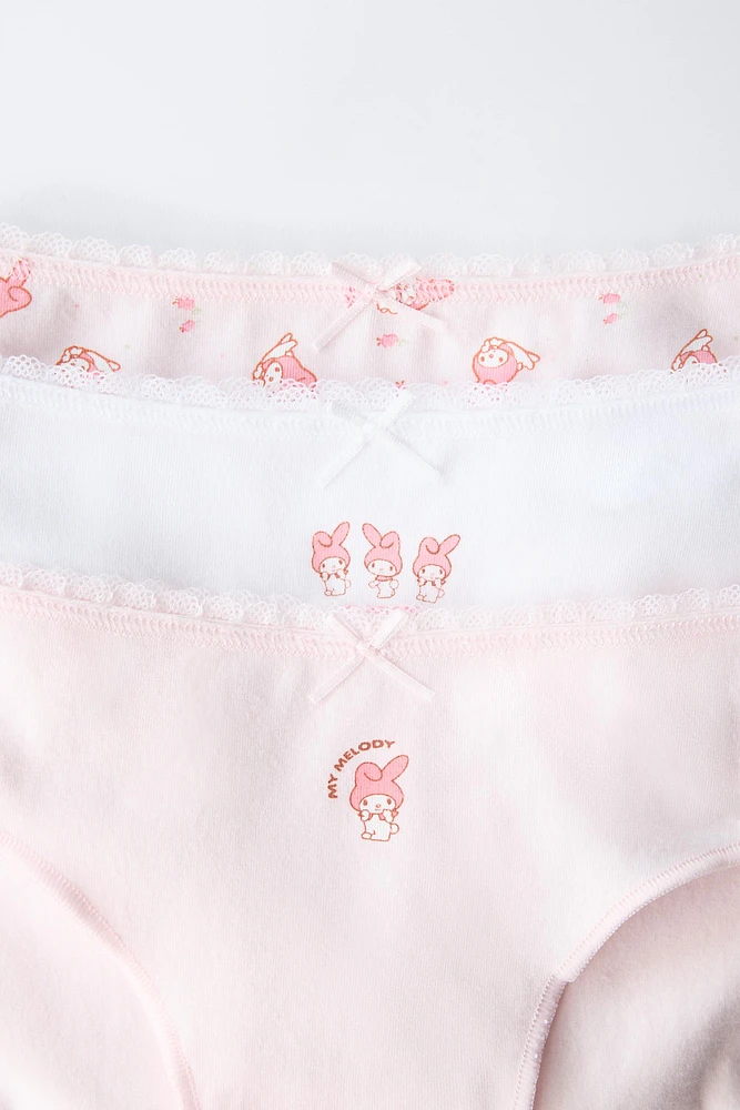 6-14 ANS/ LOT DE TROIS CULOTTES MY MELODY AND CINNAMOROLL © SANRIO