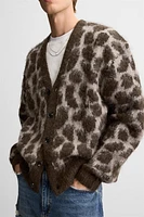 JACQUARD ANIMAL PRINT CARDIGAN