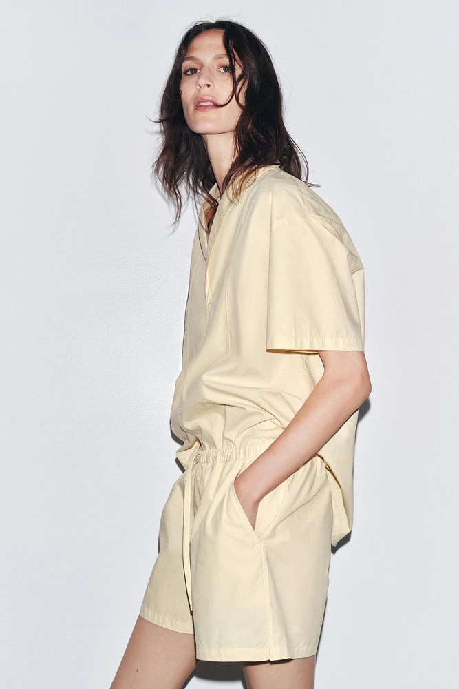 TOPSTITCHED POPLIN SHIRT