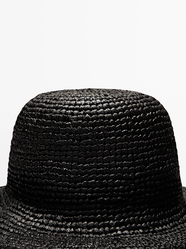 Raffia hat with bow