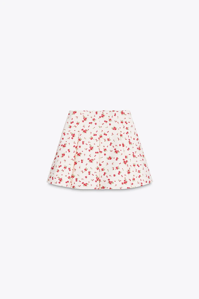 FLORAL BOX PLEAT MINI SKIRT