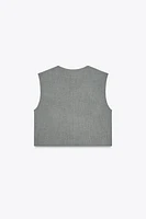 CROPPED VEST WITH HIDDEN BUTTONS