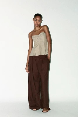 STRAPLESS LINEN TOP