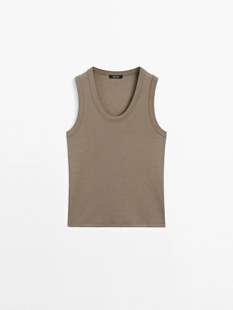 Cotton blend round neck T-shirt