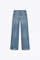 TRF MID-RISE RIPPED WIDE LEG JEANS