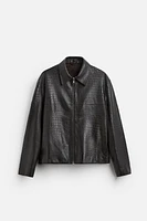 EMBOSSED LEATHER OVERSHIRT