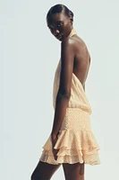 ROBE COURTE IMPRIMÉE À VOLANTS