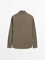 Cotton blend regular fit twill shirt