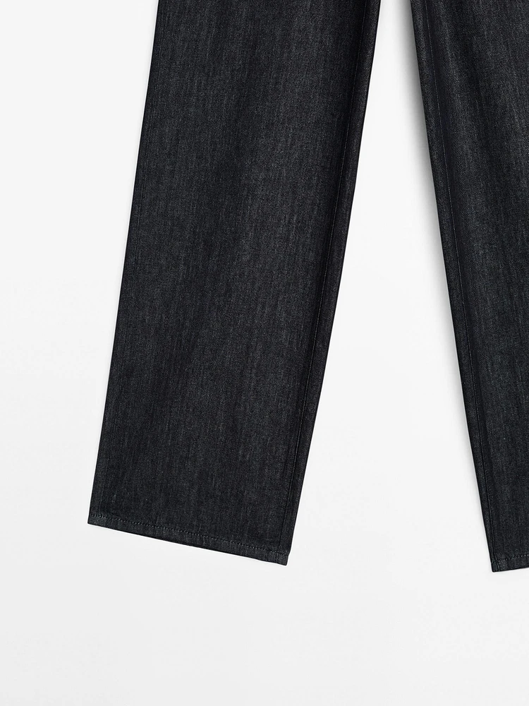 Wide leg denim trousers