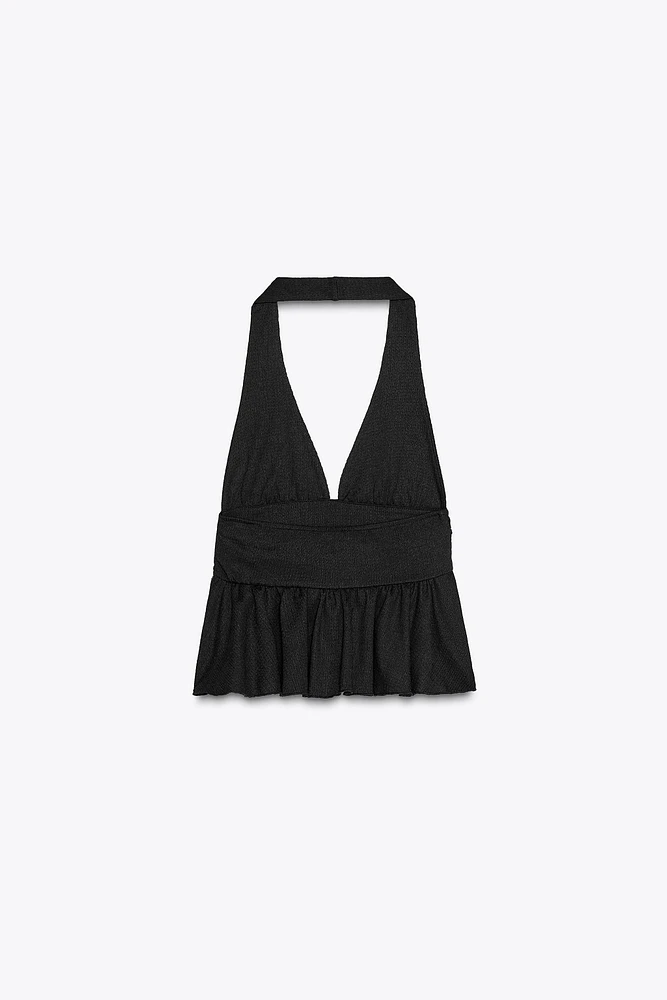 RUFFLED HALTER TOP