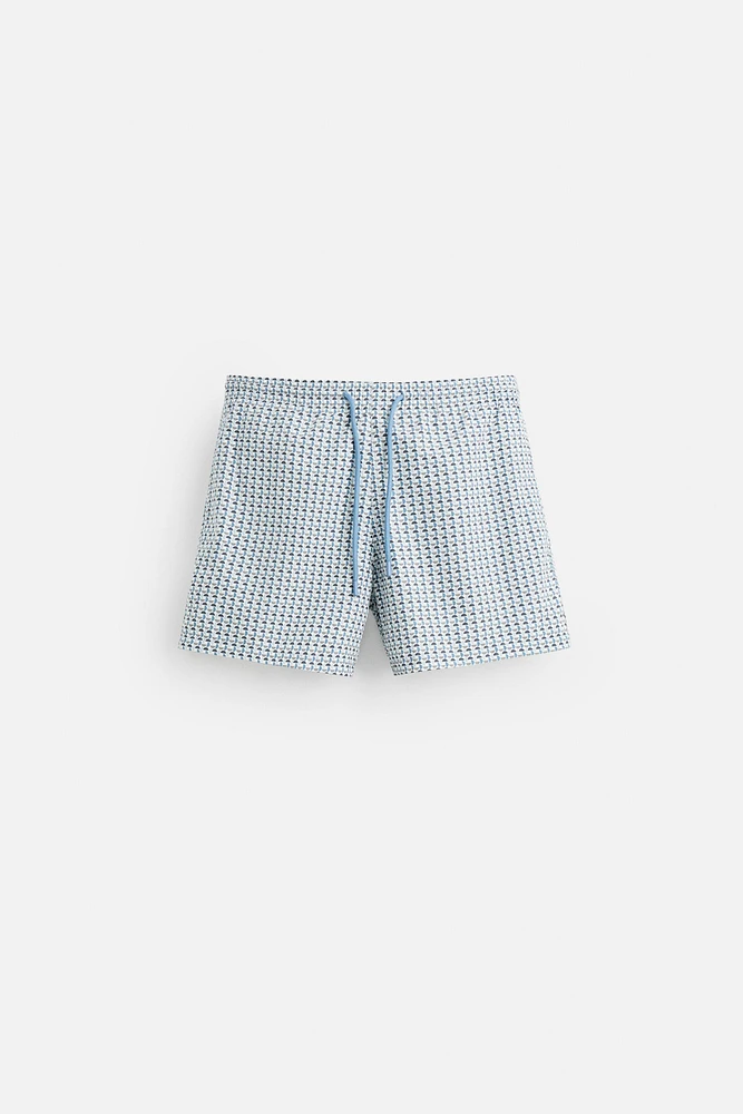 MAILLOT DE BAIN SEMI-LONG À IMPRIMÉ GÉOMÉTRIQUE