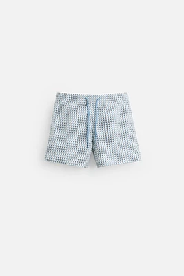 MAILLOT DE BAIN SEMI-LONG À IMPRIMÉ GÉOMÉTRIQUE