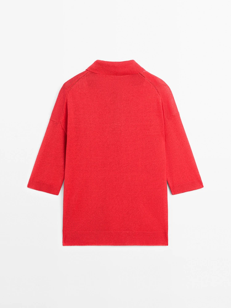 Pull en maille oversize à col polo