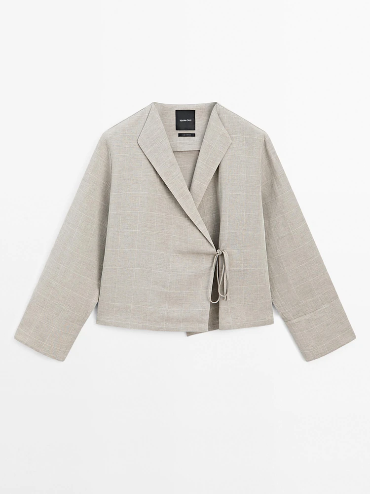 Kimono lin imprimé carreaux