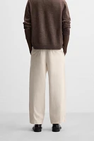 BELTED TEXTURED PANTS