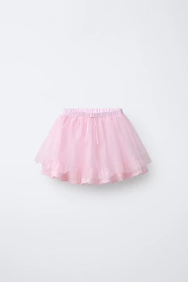 JUPE DOUBLE BRODÉE EN TULLE