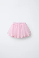 JUPE DOUBLE BRODÉE EN TULLE