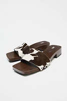 SANDALES IMPRIMÉ ANIMALIER EN CUIR AVEC EFFET FOURRURE