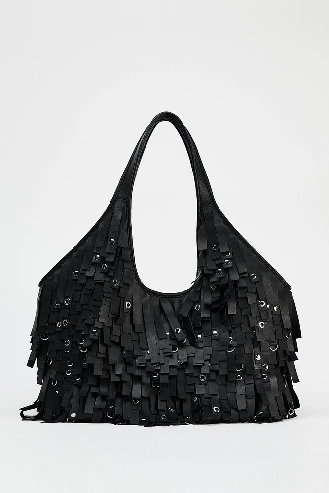 MAXI SAC SHOPPER XL FRANGES CUIR