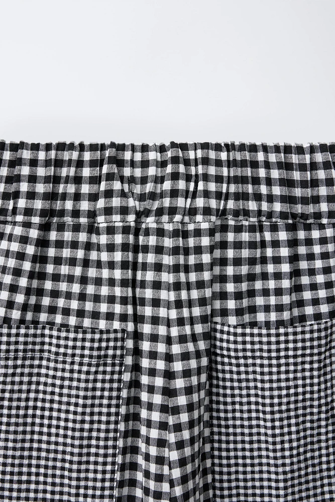 PANTALON WIDE LEG IMPRIMÉ CARREAUX VICHY