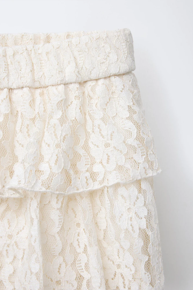 LACE RUFFLED SKIRT