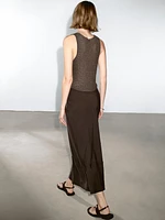 Jupe midi effet lingerie avec couture