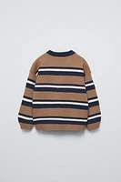 RAISED STRIPED KNIT SWEATER