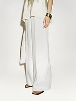 Flowing linen blend trousers with corset belt - Limited Edition