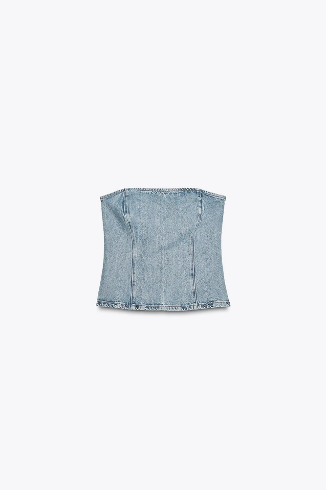 TOP BANDEAU EN JEAN TRF