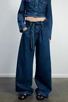 TRF HIGH-WAISTED PAPERBAG BELT JEANS