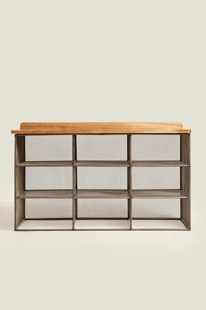 METAL AND WOOD BENCH