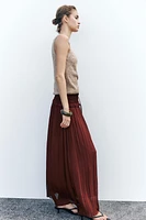 WIDE ELASTIC WAISTBAND MIDI SKIRT