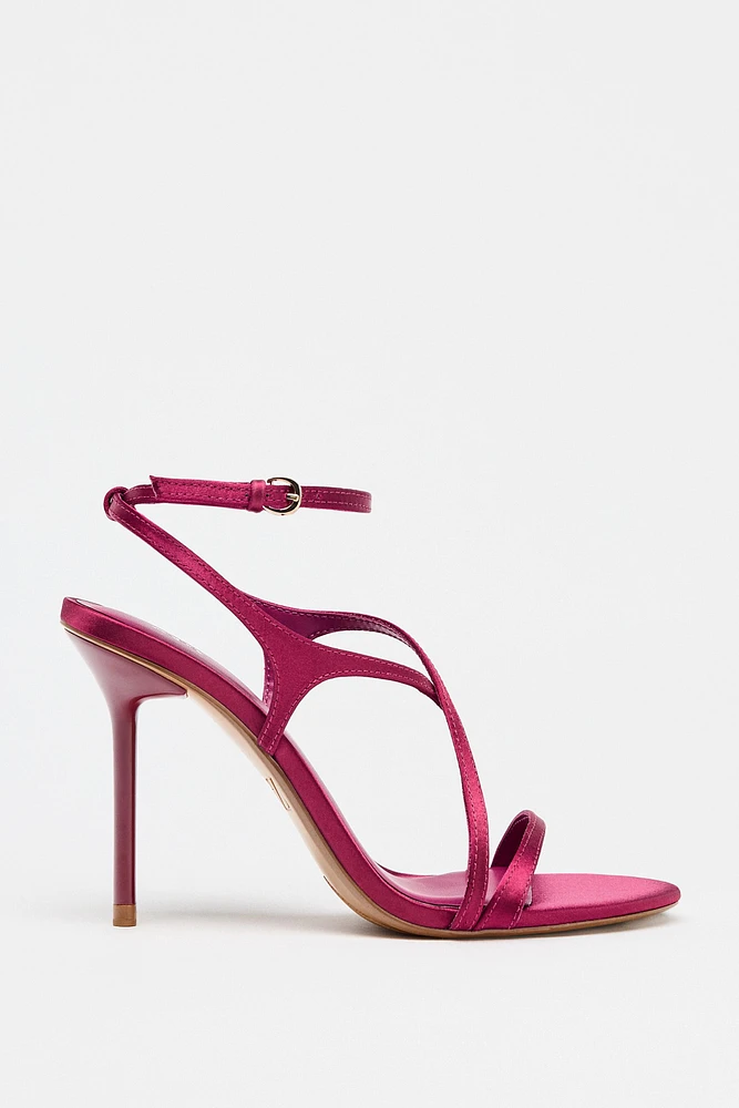 SATIN EFFECT HEELED SANDALS