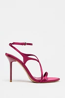 SATIN EFFECT HEELED SANDALS