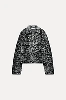 ANIMAL PRINT JACQUARD KNIT CARDIGAN