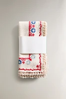 LOT SERVIETTES DE TABLE COTON BRODERIES POINT DE CROIX (LOT DE 2)