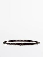 Thin nappa leather belt with studs
